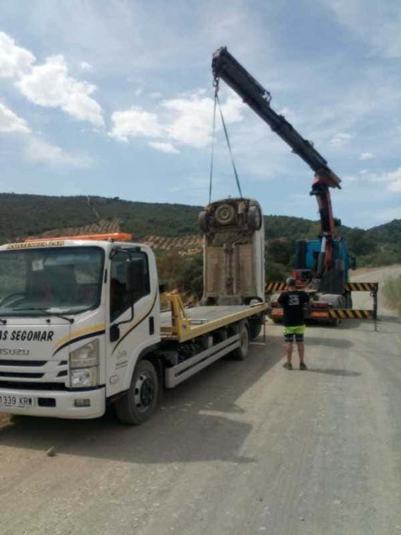 Plataformas y Grúas Sebastián González grúa con auto 1